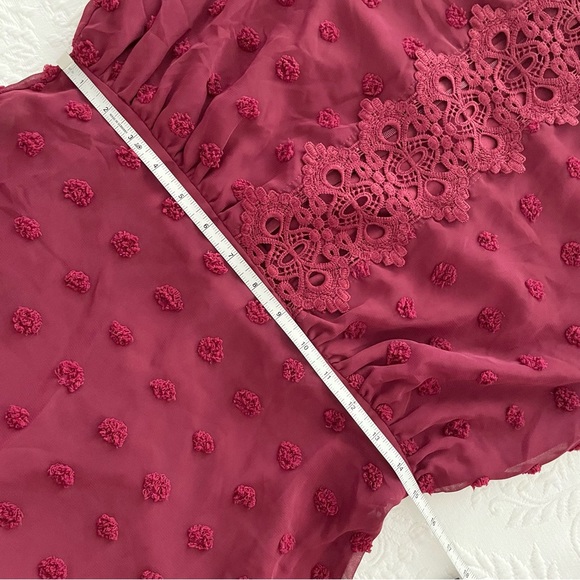 NWT Lust or Love Wine Red Embroidered Lace Long Sleeve Dress Medium - Picture 10 of 12